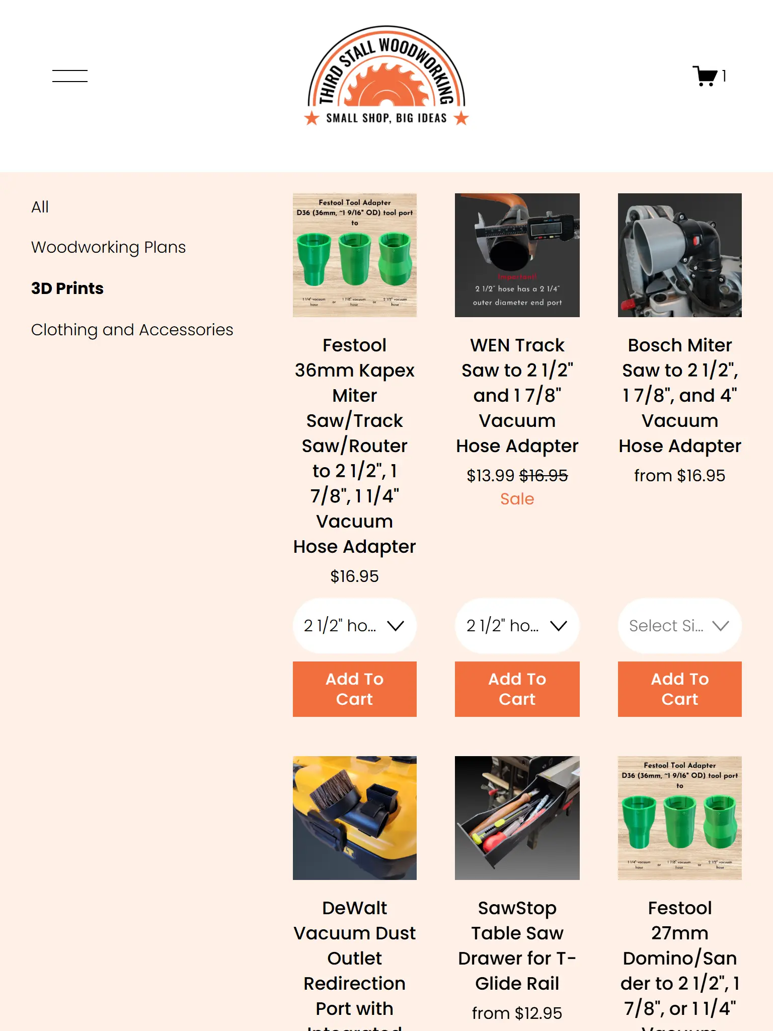 Third Stall Woodworking tablet view